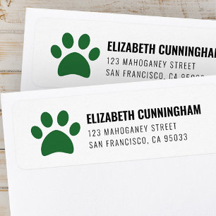 Modern Pet Dog Paw Print   Return Address Label