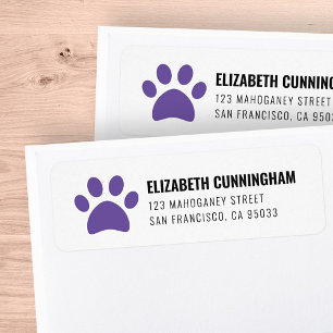 Modern Pet Dog Paw Print   Return Address Label