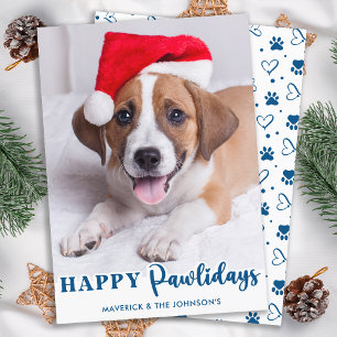 Modern Pet Dog Personalised Photo Happy Pawlidays  Holiday Card