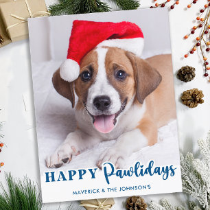 Modern Pet Dog Personalised Photo Happy Pawlidays Holiday Postcard