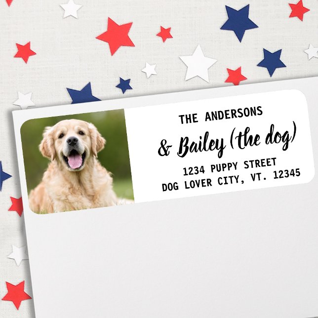 Modern Pet Dog Photo Return Address Label (Creator Uploaded)