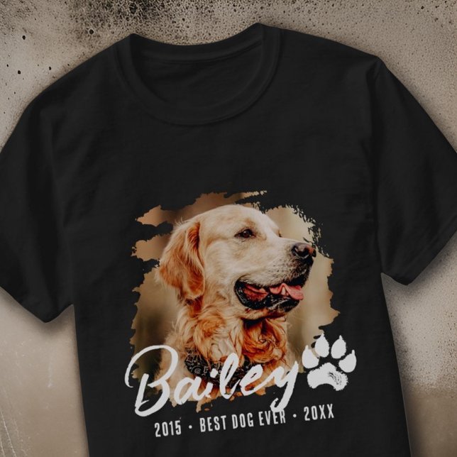 Modern Pet Memorial Best Dog Ever Custom Photo T-Shirt (Creator Uploaded)