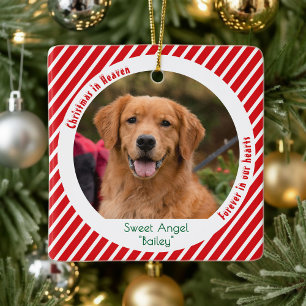 Modern Pet Memorial Keepsake Dog Photo Christmas Ceramic Ornament