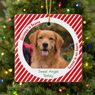 Modern Pet Memorial Keepsake Dog Photo Christmas Ceramic Ornament