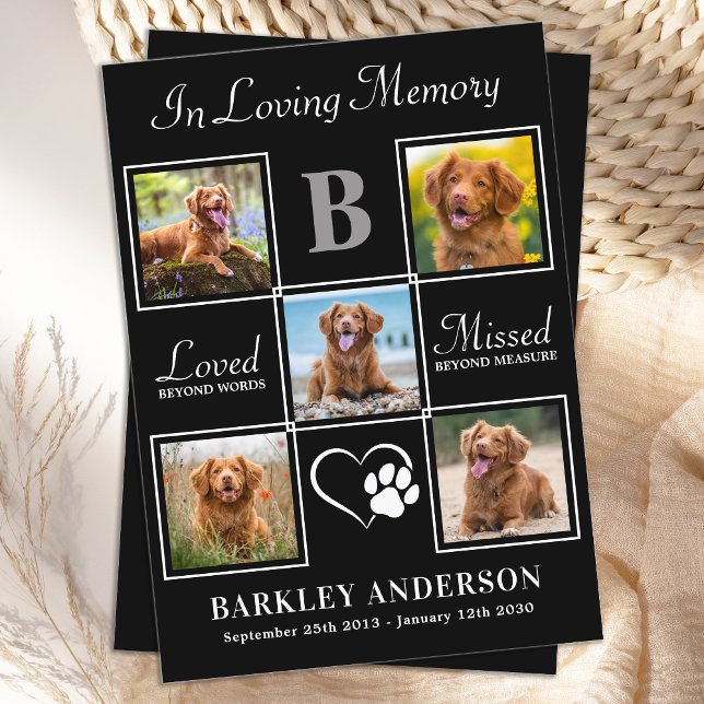 Modern Pet Memorial Personalised 5 Photo Collage Thank You Card (Creator Uploaded)