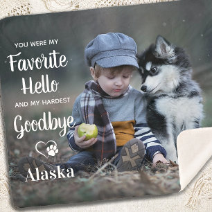 Modern Pet Memorial Personalised Dog Photo Sherpa Blanket