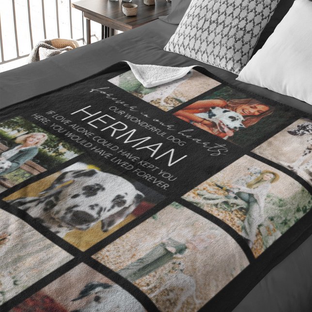 Modern Pet Memorial Photo Collage Fleece Blanket (Creator Uploaded)