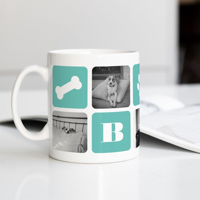 Modern Pet Monogram Photo Collage Coffee Mug (Creator Uploaded)