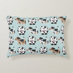 Modern Pet pattern dogs and pigs l Nursery l Blue Decorative Cushion
