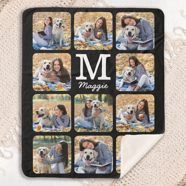 Modern Pet Photo Collage Personalised Dog Lover Sherpa Blanket (Creator Uploaded)