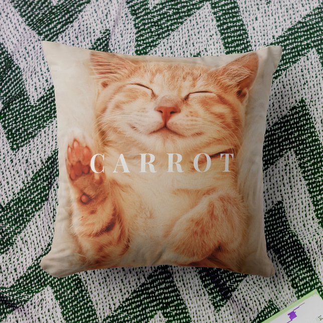 Modern Pet Photo Cute Minimal Typography Keepsake Cushion (Creator Uploaded)