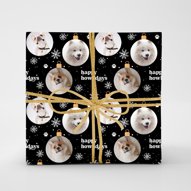 Modern Pet Photo Ornaments Custom Christmas Wrap Wrapping Paper (Creator Uploaded)