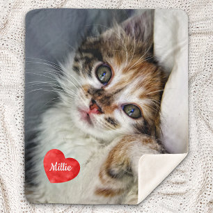Modern Pet Photo Personalized Dog Cat Lover Sherpa Blanket