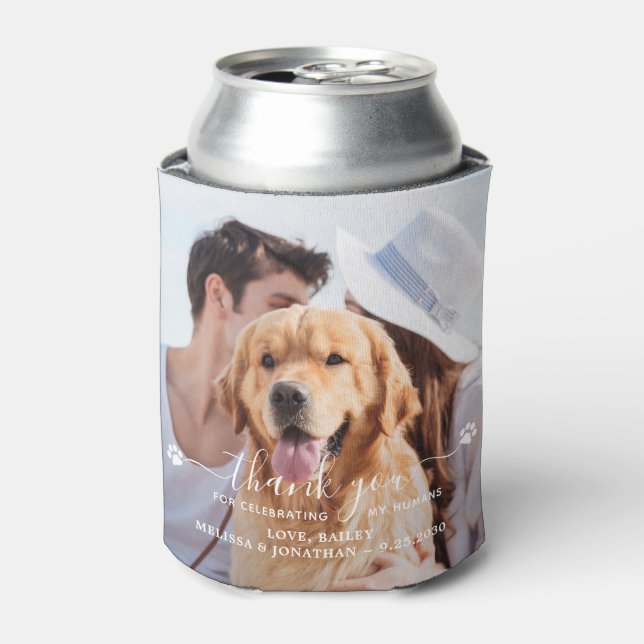 Modern Pet Photo Thank You Dog Wedding Favour Can Cooler (Can Front)