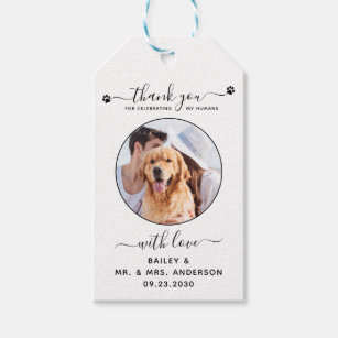 Modern Pet Photo Thank You Dog Wedding Favour  Gift Tags