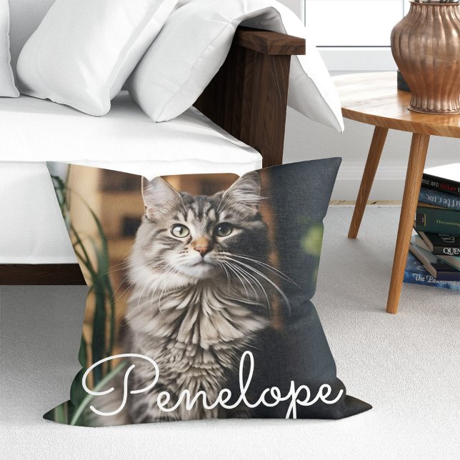 Modern Pet Photo Throw Pillow (Creator Uploaded)