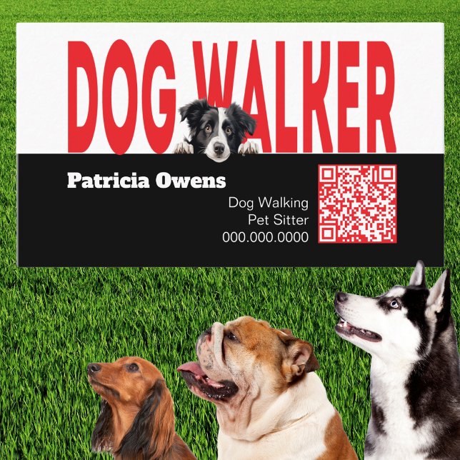 Modern Pet Sitter Dog Walker Business Card (modern, cute, and adorable dog walking service business card)