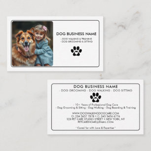 Modern Pet Sitting Photo Minimalist Paw Print Business Card