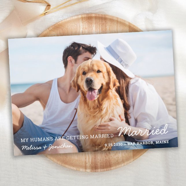Modern Pet Wedding Couple Photo Dog  Save The Date (Creator Uploaded)