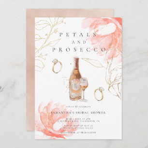 Modern Petals and Prosecco Bridal Shower Invitation