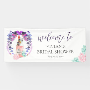 Modern Petals & Prosecco Bridal Shower Welcome Banner