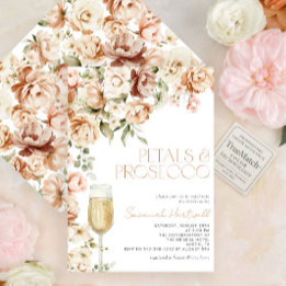 Modern Petals & Prosecco Floral Bridal Shower Invitation