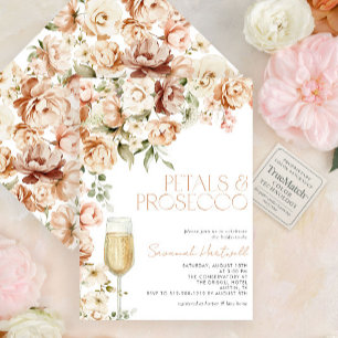 Modern Petals & Prosecco Floral Bridal Shower Invitation