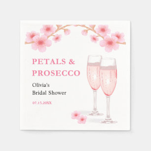 Modern Petals & Prosecco Pink Floral Bridal Shower Napkin