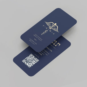Modern Pharmacy Medical Agency Dark Blue Gold Business Card