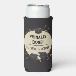 Modern Phd Doctorate Graduation Party  Seltzer Can Cooler