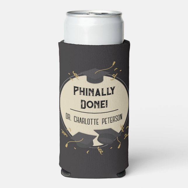 Modern Phd Doctorate Graduation Party  Seltzer Can Cooler (Seltzer Front)