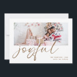 Modern Photo 2026 Calendar Gold Joyful Christmas Holiday Card<br><div class="desc">Modern Photo 2026 Calendar Gold Joyful Christmas. Available digitally or printed. Simply replace the sample photo with your own and personalise with your names. Joyful is in a modern playful set script in gold which can be changed to another colour if you so wish. On the back is a handy...</div>