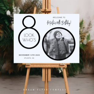 Modern Photo 80th Birthday Welcome Sign