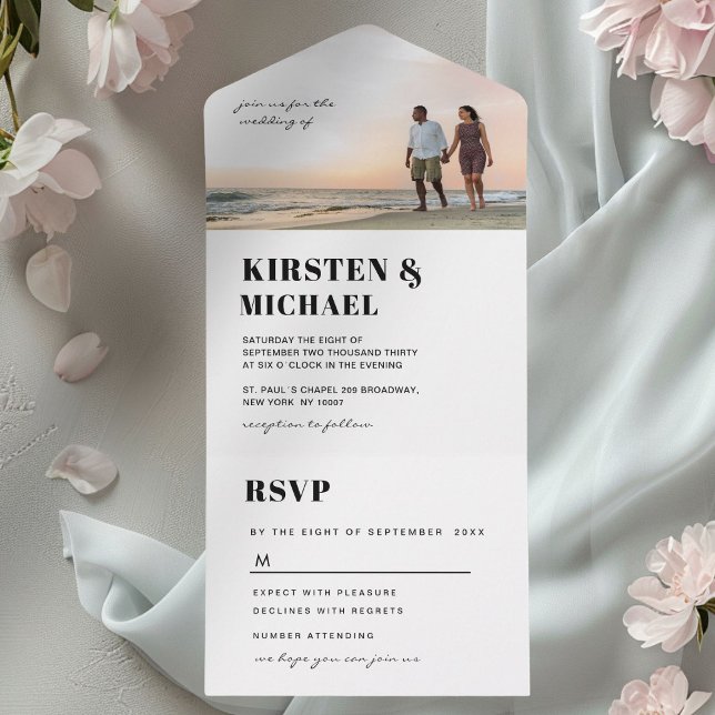 Modern Photo ALL IN ONE Wedding Card  (Modern photo all in one wedding card invitation)