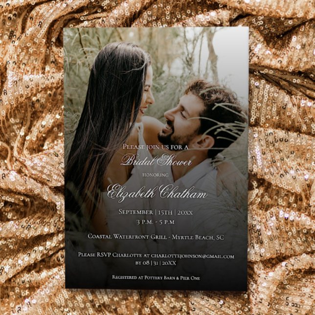 Modern Photo and Black Overlay Bridal Shower Invitation (Modern Photo and Black Overlay Bridal Shower Invitation
)