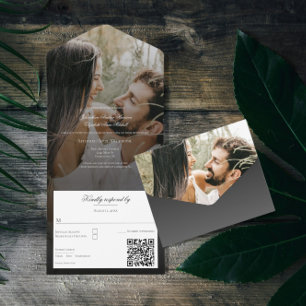 Modern Photo and Black Overlay Wedding All In One Invitation