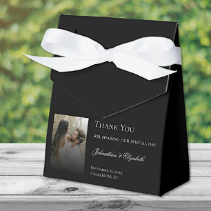 Modern Photo and Black Overlay Wedding Favour Box