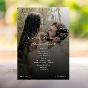 Modern Photo and Black Overlay Wedding Program