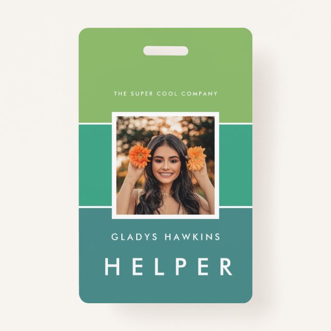 Modern photo and name Staff ID ID Badge (Front)