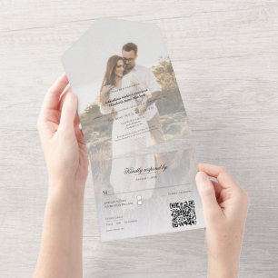 Modern Photo and Overlay Wedding All In One Invitation