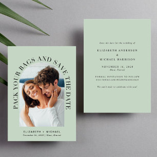 Modern Photo Arch Destination Sage Wedding Save The Date