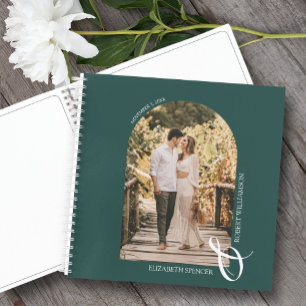 Modern Photo Arch Emerald Green Wedding Guest Book