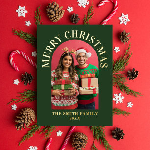Modern Photo Arch Merry Christmas Foil Holiday Card