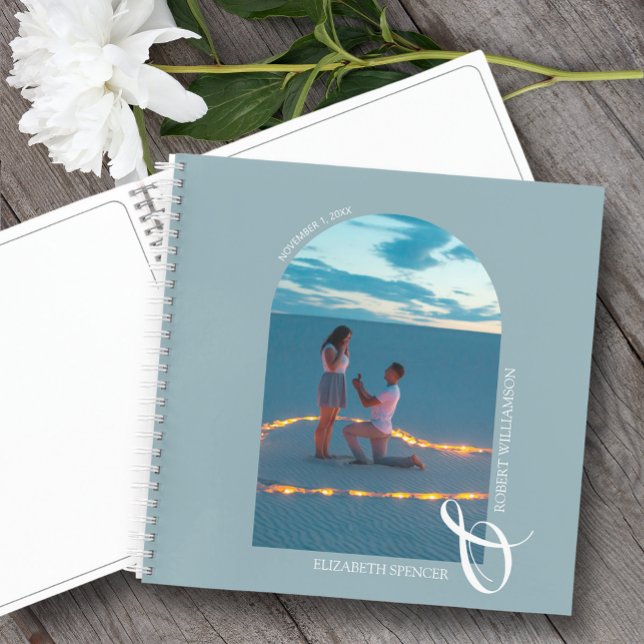 Modern Photo Arch Slate Blue Wedding Guest Book (Change the pages to any of 10 styles available. LOTS of colors in our collection.)