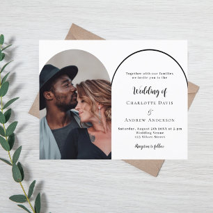 Modern photo arch wedding invitation