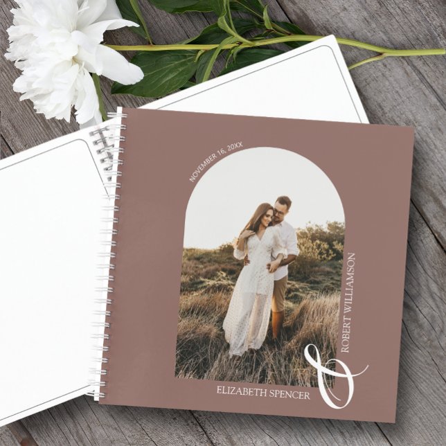Modern Photo Arch Wedding Rose Taupe Guest Book (Change the pages to any of the styles available. LOTS of colors in our collection.)