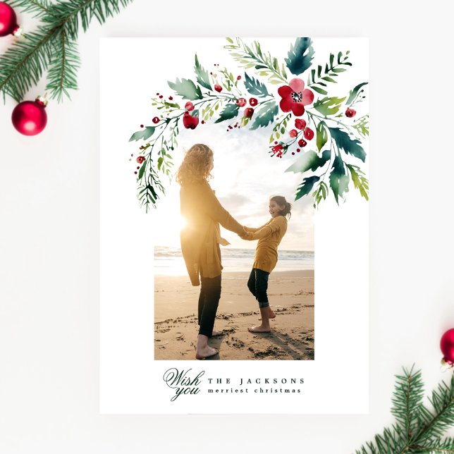 modern photo arch wreath merry christmas holiday card (Creator Uploaded)