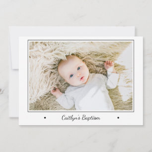 Modern Photo Baby Christening Baptism Invitation