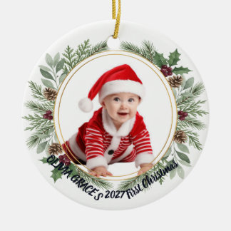 Modern Photo Baby Christmas Ceramic Ornament