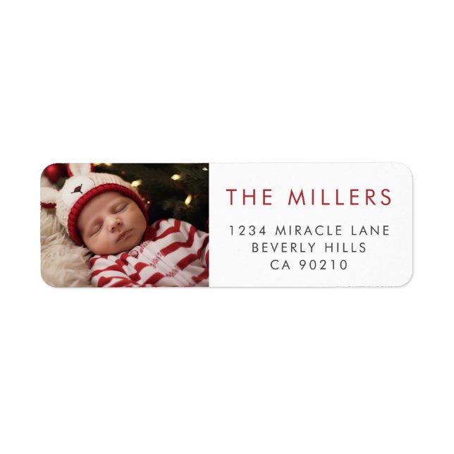 Modern Photo Baby Minimalist Return Address Label (Front)